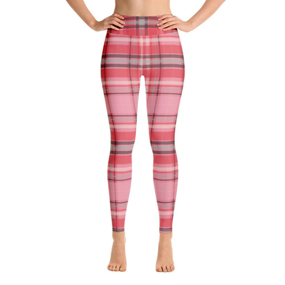 Pink Bright Plaid Yoga Leggings